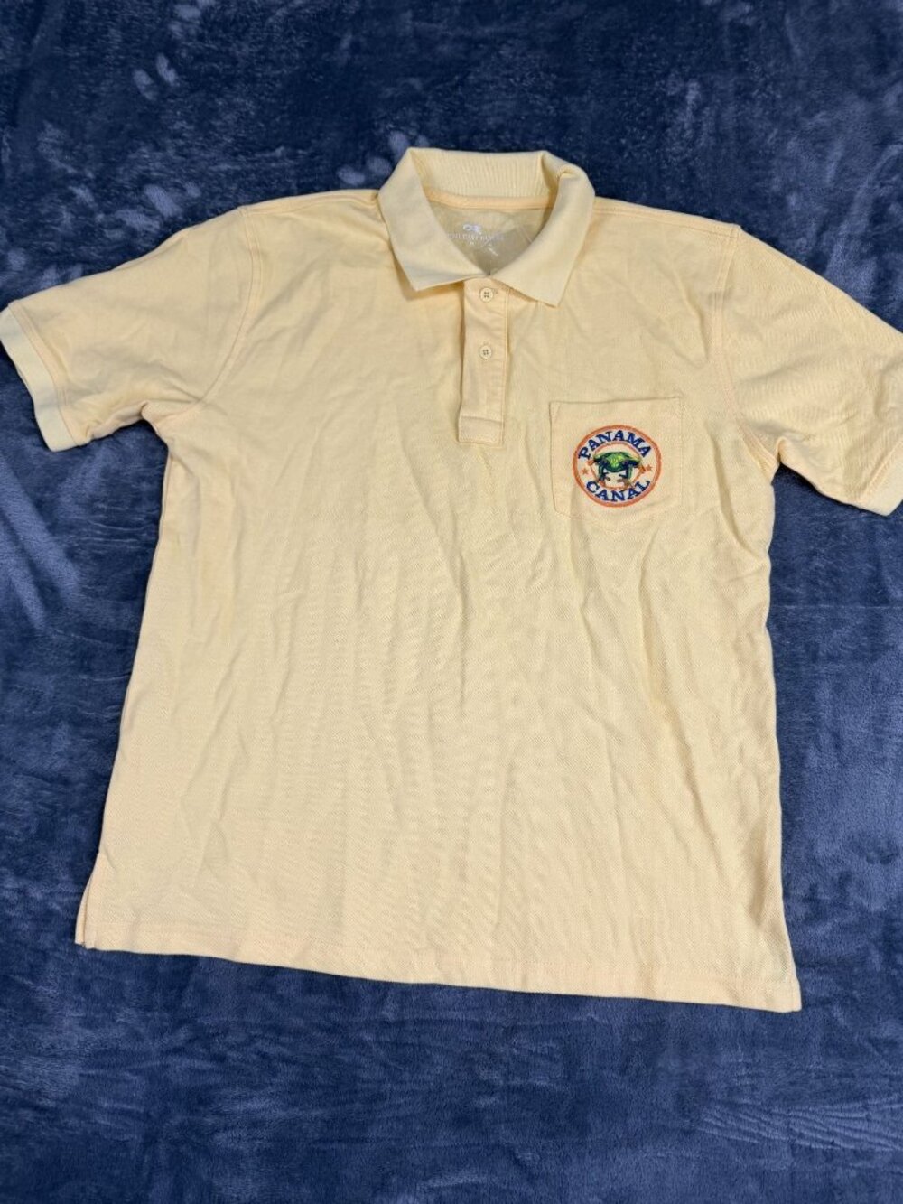 Princess Cruises Panama Canal Embroidered Yellow Polo Shirt Mens M